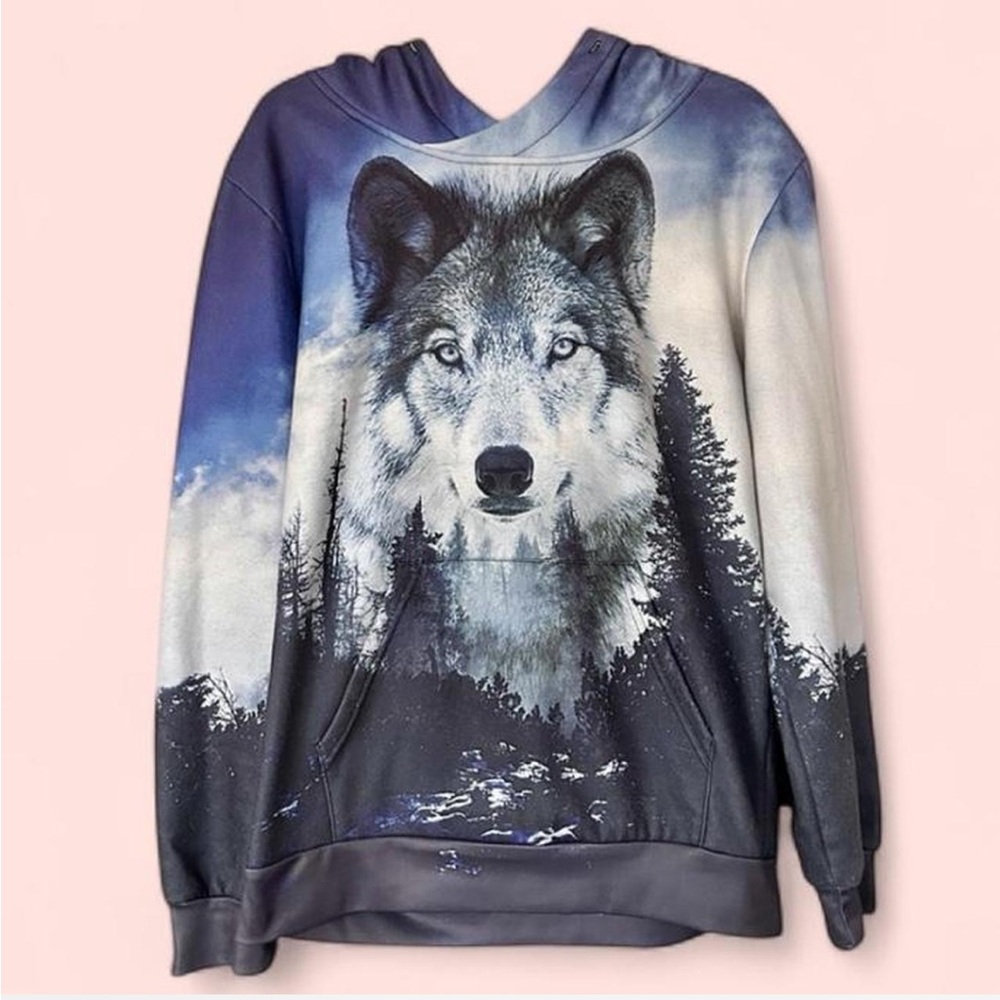 Majestic Wolf In Forest Hoodie, Spiritual Casual Novelty